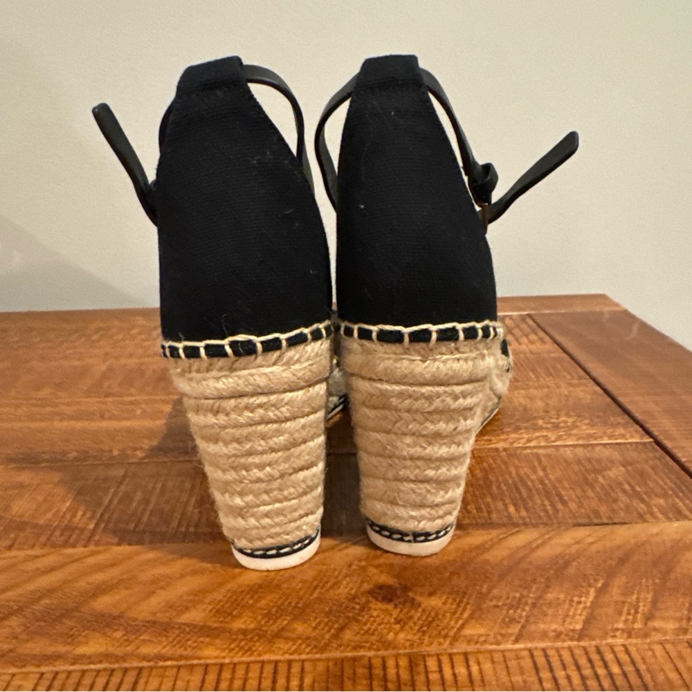 Tory Burch Black Espadrille Wedge Sandals Size 7.5 NWOB - Picture 6 of 8